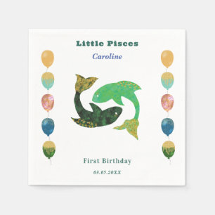 Fische Sternzeichen 1. Geburtstag Ballons & Künstl Serviette