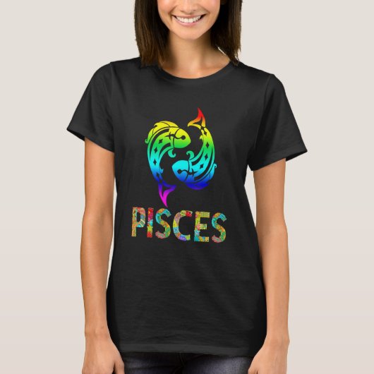 Fische-Sternzeichen Farbige Fisch Muster T-Shirt (Vorderseite)