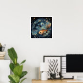 Fische Sternzeichen Geburtshoroskop Astrologie Him Poster (Heimbüro)