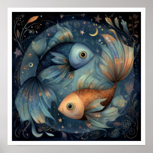 Fische Sternzeichen Geburtshoroskop Astrologie Him Poster