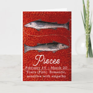 Fische Sternzeichen Geburtstagsfeier Karte