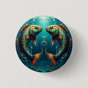 Fische-Sternzeichen-Geschenk im mystischen Ozean-S Button
