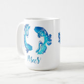 Fische-Sternzeichen helles Lichtblau Glitterfisch Kaffeetasse (Vorderseite Links)