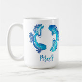 Fische-Sternzeichen helles Lichtblau Glitterfisch Kaffeetasse (Links)