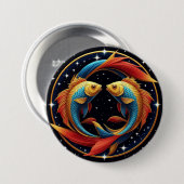 Fische-Sternzeichen in einem kosmischen künstleris Button (Vorne & Hinten)