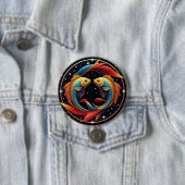 Fische-Sternzeichen in einem kosmischen künstleris Button (Beispiel)