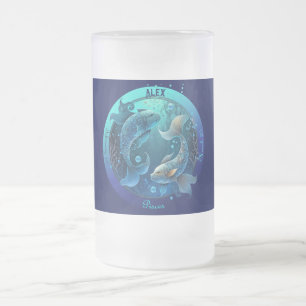 Fische Sternzeichen individuell anpassbar  Mattglas Bierglas