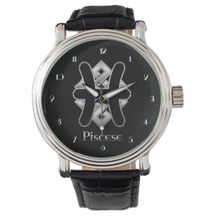 Fische-Sternzeichen-Keltischer-Knoten-Zodiac-Armba Armbanduhr