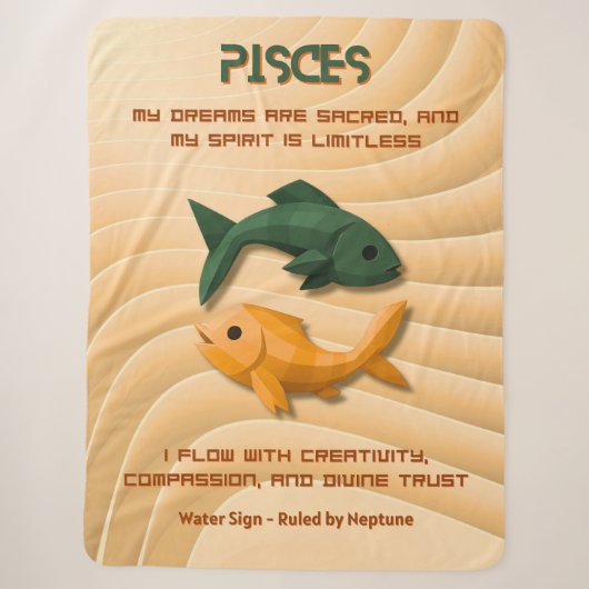 Fische-Sternzeichen Moderne 3D-Astrologie-Design Sherpadecke (Vorderseite)