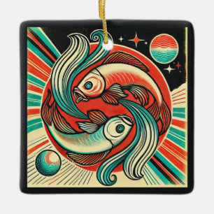 Fische-Sternzeichen-Ornament Retro-Design Keramikornament