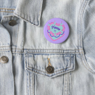 Fische-Sternzeichen-Pastell-Herz-Geburtstagskuchen Button