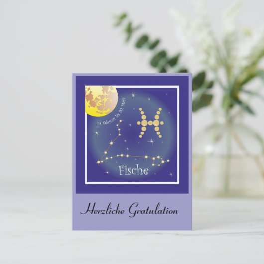 Fische Sternzeichen Postkarte (Stehend Vorderseite)