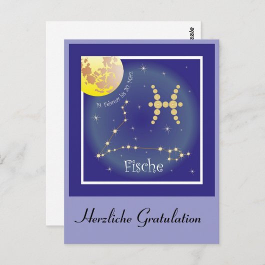 Fische Sternzeichen Postkarte (Vorne/Hinten)