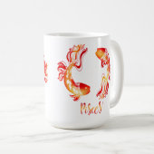 Fische-Sternzeichen rot orange glänzender Fisch Kaffeetasse (VorderseiteRechts)