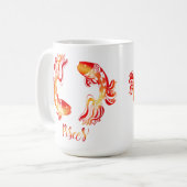 Fische-Sternzeichen rot orange glänzender Fisch Kaffeetasse (Vorderseite Links)