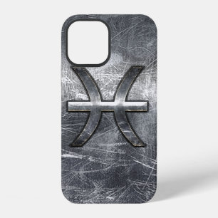 Fische-Sternzeichen-Symbol im Grunge-Stahl-Druck iPhone Hülle