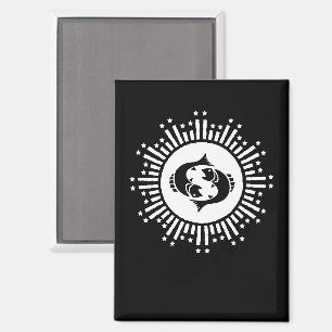 Fische-Sternzeichen-Symbol mit himmlischem Sternen Magnet