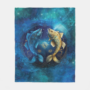 Fische-Sternzeichen Wasserfarben-Design Fleecedecke