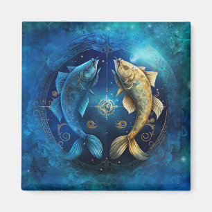 Fische-Sternzeichen Wasserfarben-Design Magnet