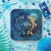 Fische-Sternzeichen Wasserfarben-Design Pappteller (Party)