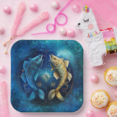 Fische-Sternzeichen Wasserfarben-Design Pappteller (Party)