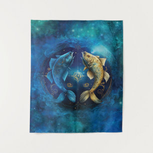 Fische-Sternzeichen Wasserfarben-Design Wandteppich