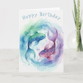 Fische Sternzeichen Wasserfarben Fisch Alles Gute  Karte (Vorderseite)