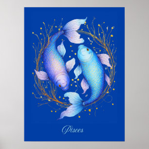 Fische Sternzeichen, Zwei grazile Koi-Fische Poster