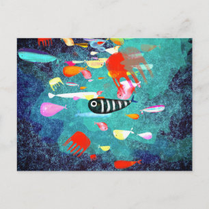 Fische surfen auf Wellen Postkarte