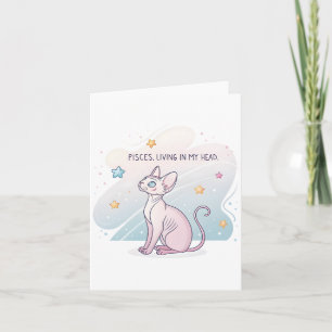 Fische Tierkreiszeichen Sphynx Katze Lebendige Kop Feiertagskarte