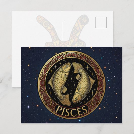Fische Tierkreiszeichen Symbol Postkarte (Vorne/Hinten)