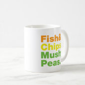 Fische u. Chips u. breiartige Erbsen Kaffeetasse (VorderseiteRechts)
