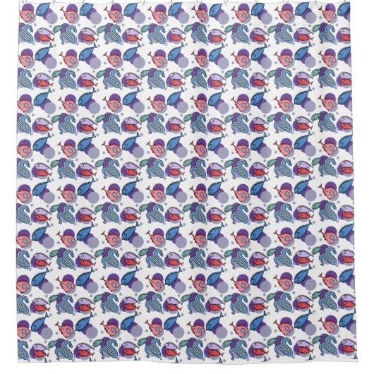 Fische und Aalmuster Duschvorhang (Vorderseite)