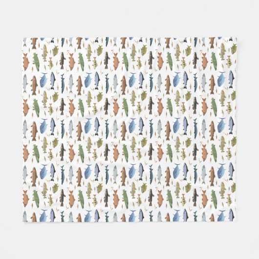 Fische und Baeume Fleecedecke (Vorderseite (Horizontal))