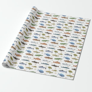 Fische und Baeume Geschenkpapier