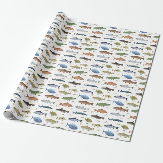 Fische und Baeume Geschenkpapier (Ungerollt)