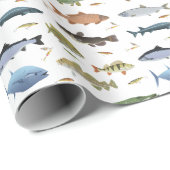 Fische und Baeume Geschenkpapier (Rolleneckpunkt)