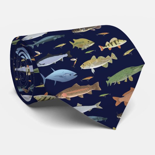 Fische und Baisen Krawatte (Gerollt)