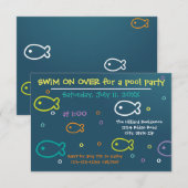Fische und Blasen - 3x5 Pool-Party Einladung (Vorne/Hinten)