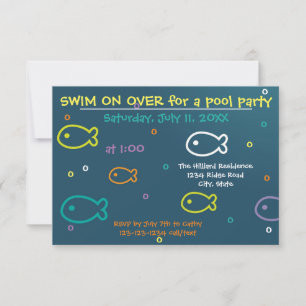 Fische und Blasen - 3x5 Pool-Party Einladung