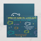 Fische und Blasen - 3x5 Pool-Party Einladung (Vorne/Hinten)