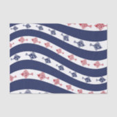 Fische und blaue Streifen Seidenpapier (Vorderseite)