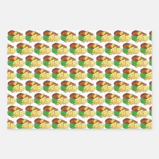 Fische und Chips - Bangalore und Mash Vollenglisch Geschenkpapier Set (Vorderseite)
