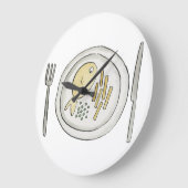 Fische und Chips Große Wanduhr (Winkel)
