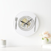 Fische und Chips Große Wanduhr (Zuhause)
