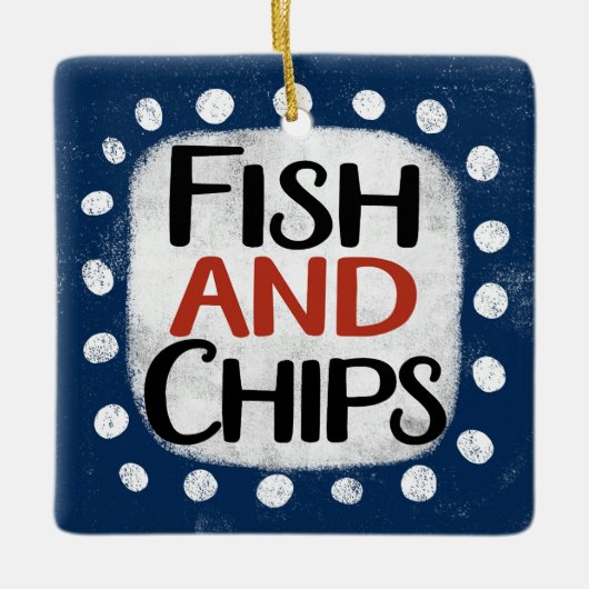 Fische und Chips Keramikornament (Vorderseite)