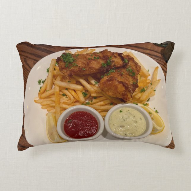 Fische und Chips Kissen (Vorderseite)