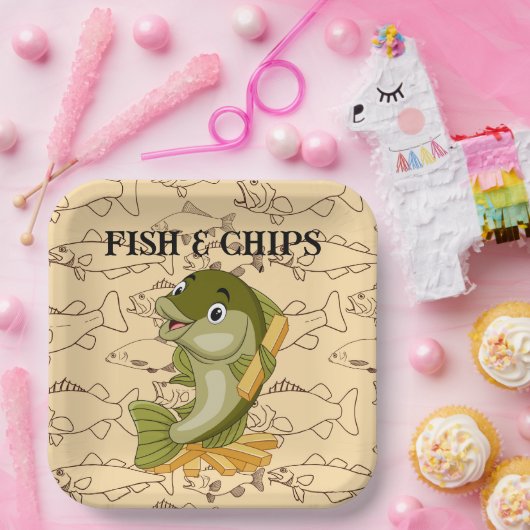 Fische und Chips Pappteller (Party)