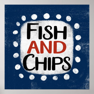 Fische und Chips Poster Mauer