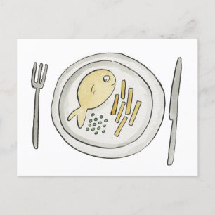 Fische und Chips Postkarte